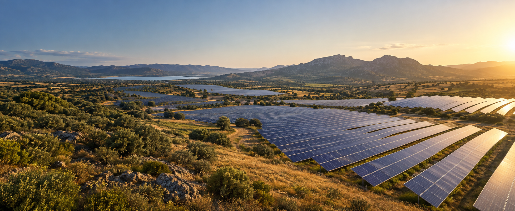 Grande impianto fotovoltaico nel paesaggio sardo